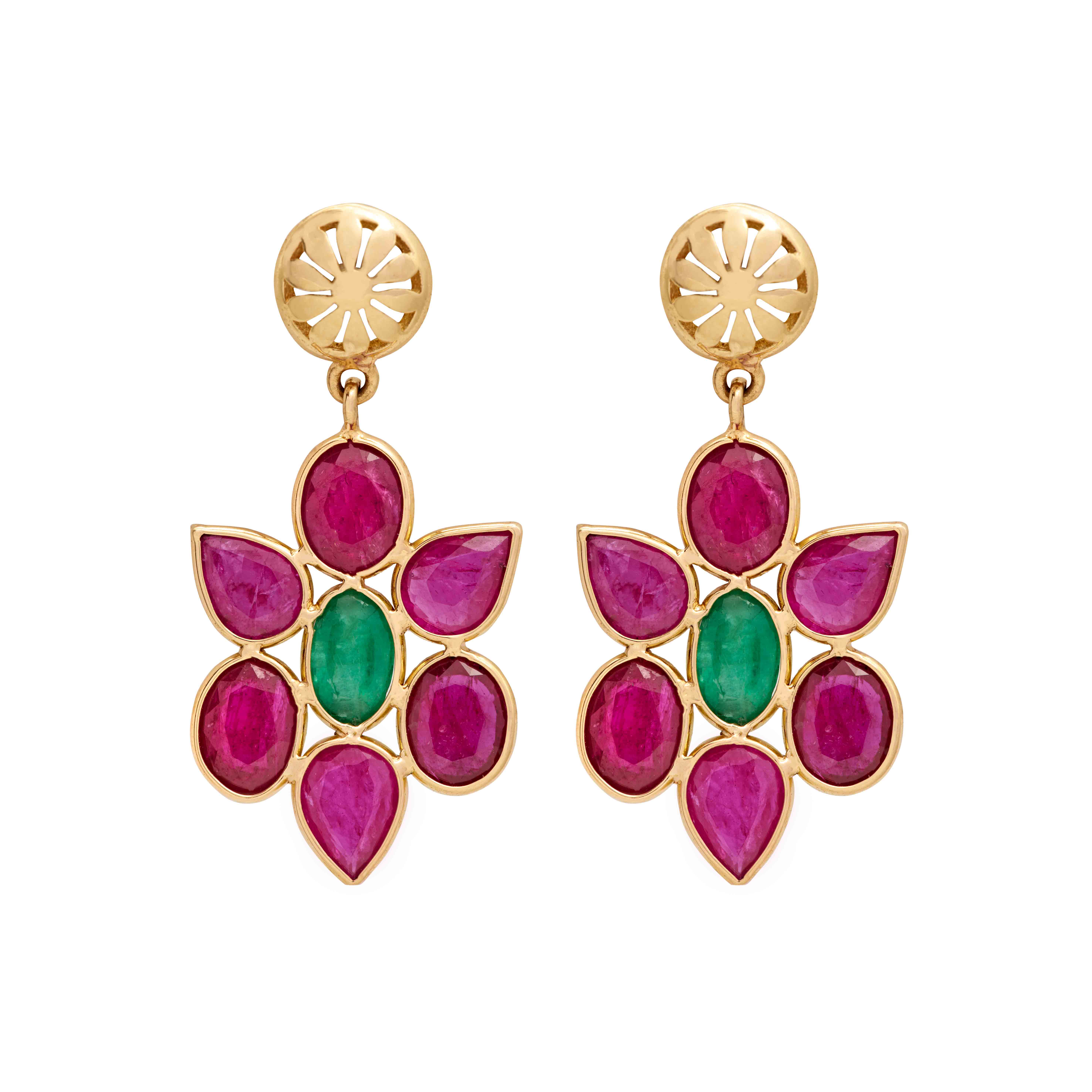 Ruby earrings with attractive model - Swarnakshi Jewelry