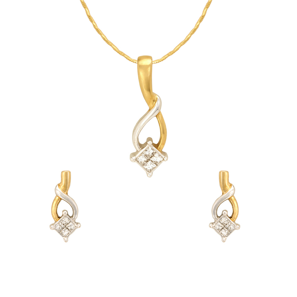 Buy Diamond 18K Gold Pendant Set with 