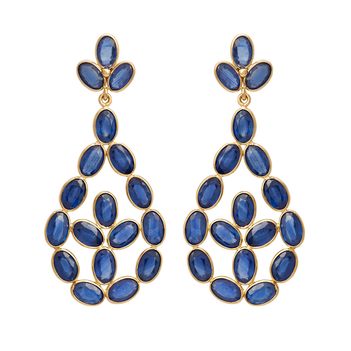 Sapphire and 18K Gold Feather Light Chandelier Earrings