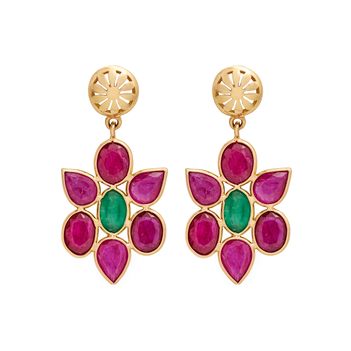 Blithe Ruby and Emerald 18K Gold Drop Earrings 