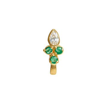 Delightful Diamond & Emerald Gold Nose Pin