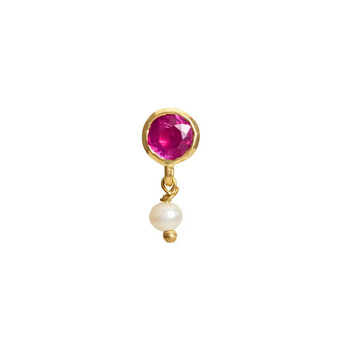 Charming Ruby & Pearl Gold Nose Pin