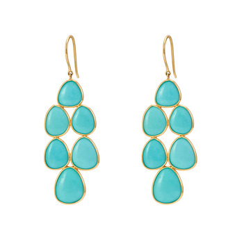 Vivid Turquoise 18K Gold Dangler Earrings