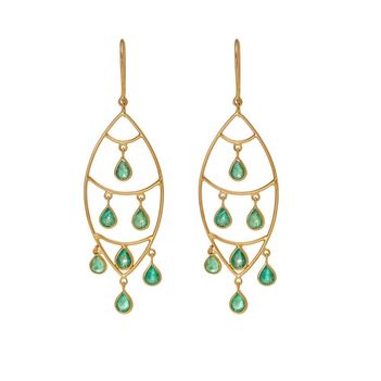 Enchanting Emerald 18K Gold Chandelier Earrings