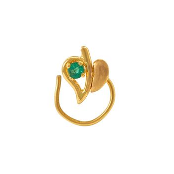 Intriguing Emerald Nosepin in 22K Yellow Gold
