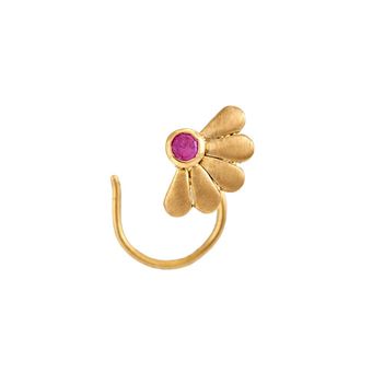 Radiant Ruby 22K Gold Nose Pin
