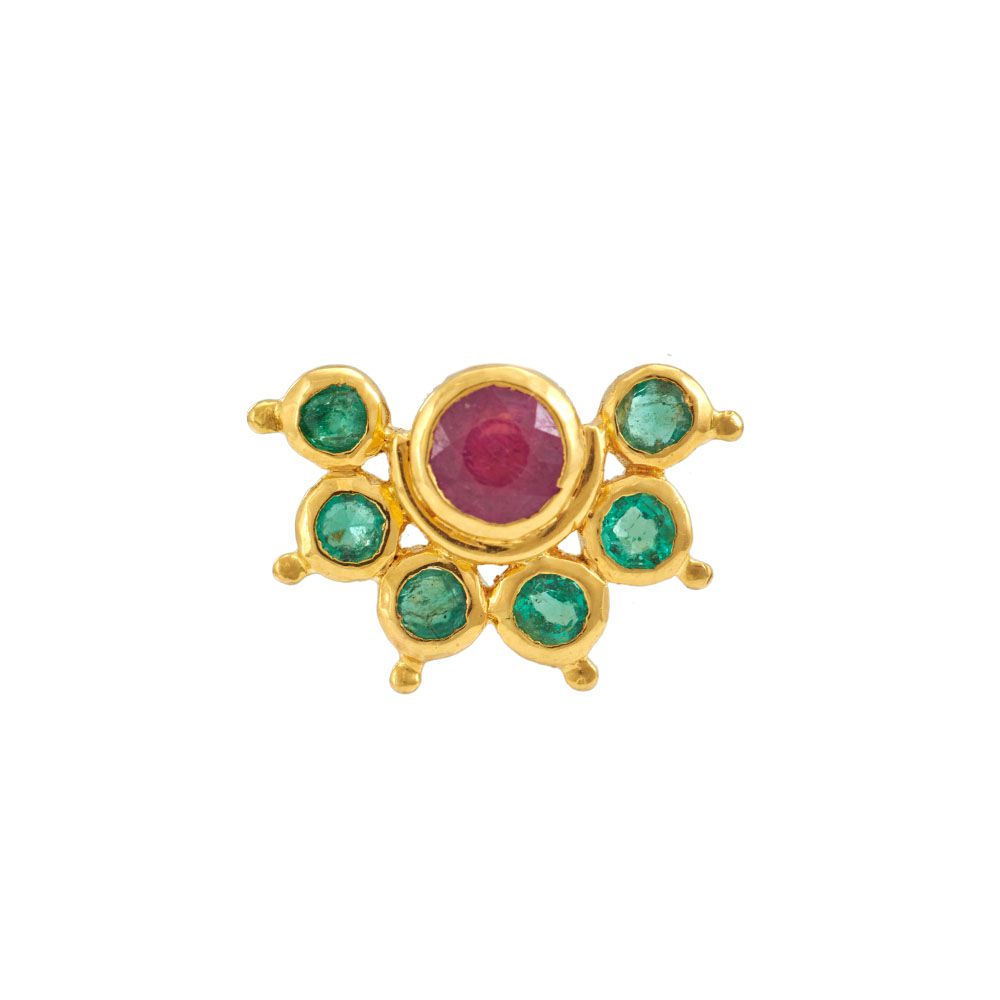 Buy Emerald Ruby 22K Gold Nosepin Ruby Nose Pin Online