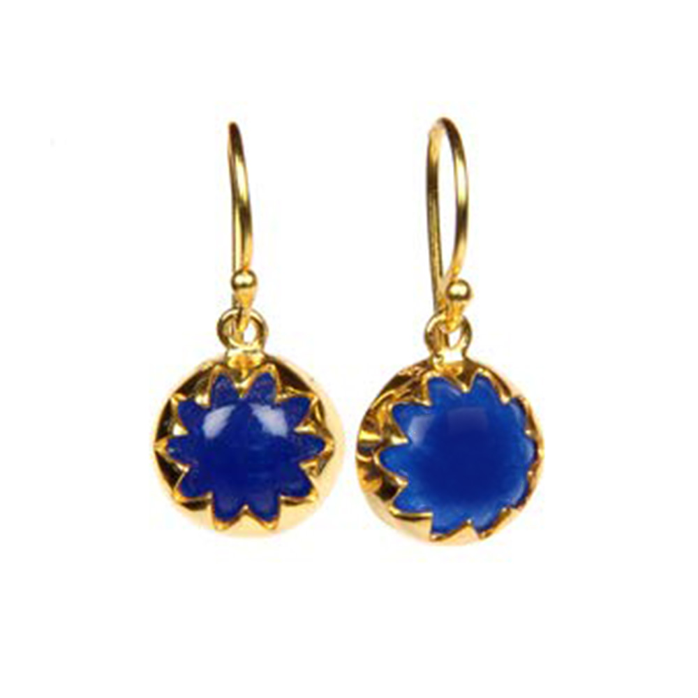 Buy Lapis Lazuli Earrings 14K Yellow Gold Dangle Earrings 12 Mm Online in  India  Etsy
