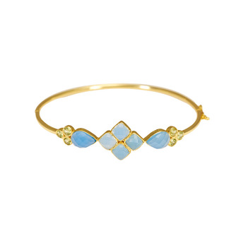Blue Chalcedony & Peridot 925 Sterling Silver Bracelet