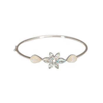 Blue Topaz & Rainbow Moonstone 925 Sterling Silver Bracelet