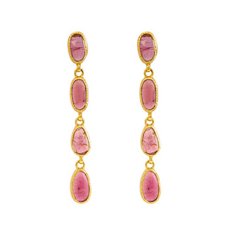 Stylish Pink Tourmaline 925 Sterling Silver Dangler Earrings