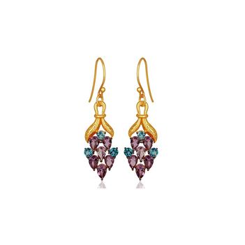 Ambrosial Amethyst & Blue Topaz 925 Sterling Silver Drop Earrings