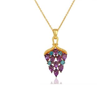 Delectable Amethyst & Blue Topaz 925 Sterling Silver Pendant 
