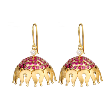 Ruby Studded Decorative 18K Gold Jhumki