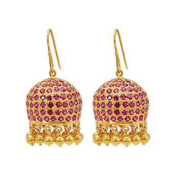 Scarlet Surprise Ruby and 18K Gold Jhumki
