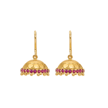 Traditional Ruby and 18K Gold Jhumka