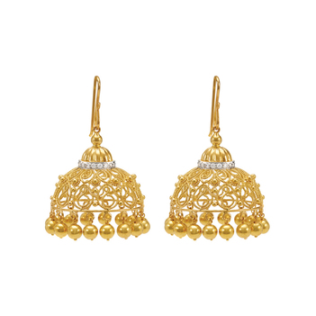 Sensational Diamond and 18K Filigree Jhumka