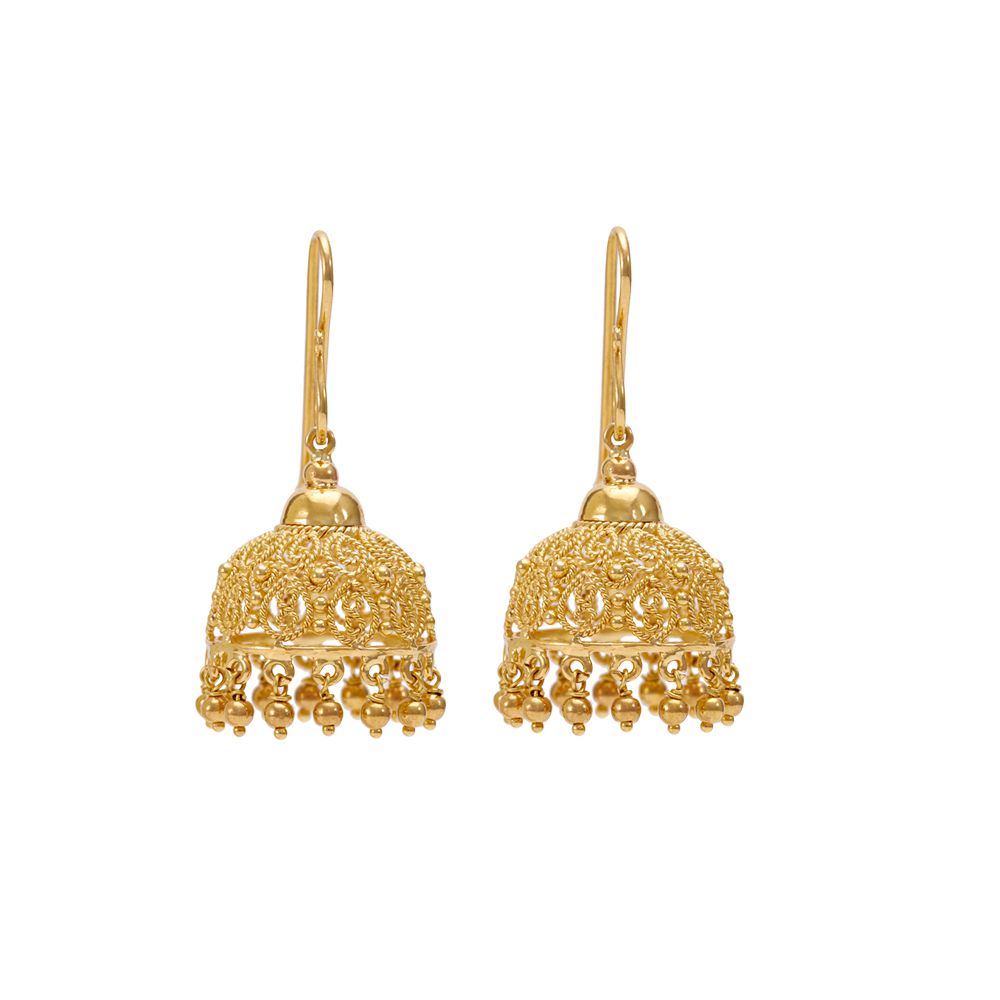 Buy Filigree 18K Gold Jhumki Earrings Online in India