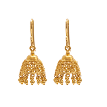 Intricate Filigree 18K Gold Jhumki