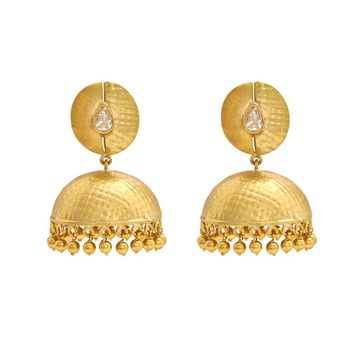 Ingenious Rosecut Diamond Jhumkas in Textured 18K Yellow Gold