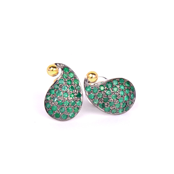 Emerald Paisley Studs