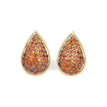 Citrine Pave 18K Gold Stud Earrings