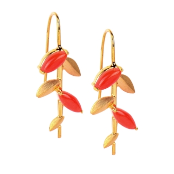 Blithe Coral & Gold Danglers