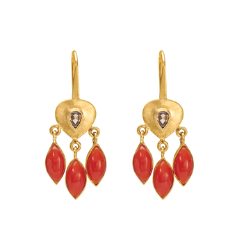 Zaveri Pearls Golden Red Earrings Drop - Buy Zaveri Pearls Golden Red  Earrings Drop online in India