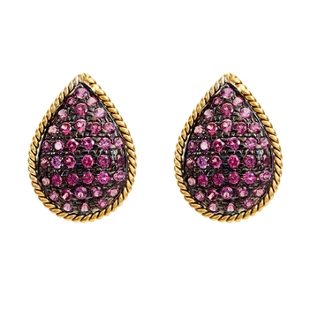 Resplendent Ruby, Silver and Gold studs