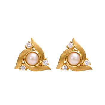 Classic Diamond and Pearl 18K Gold Studs Earrings