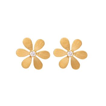 Exquisite Floral 18K Gold and Diamond Stud Earrings