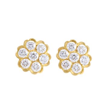 Classic South Indian Diamond 22K Gold Stud Earrings