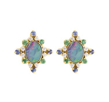 Opal Magic 18K Gold Stud Earrings