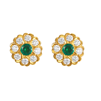 Seven Stone Floral Gold Studs