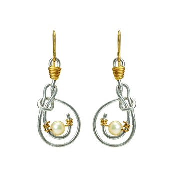 Beguiling Pearl , Gold & Silver Earrings