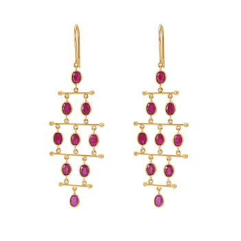 Offbeat Ruby 18K Gold Dangler Earrings 