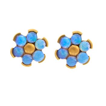Divine Opal and 18K Gold Stud Earrings