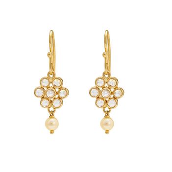 Blossomy Rose-Cut Diamond and Gold Pearl Drops 