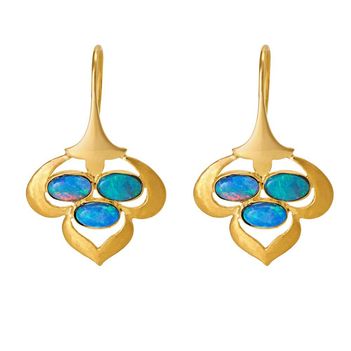 Whimsical Opal Earrings in 18K Yellow Gold