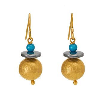Flirty Turquoise Earrings in 18K Yellow Gold