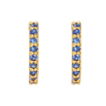 Striking Blue Sapphires 18K Gold Hoop Earring