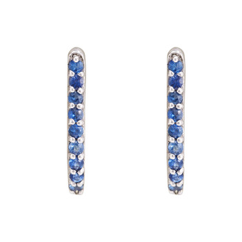 Cerulean Blue Sapphires 18K White Gold Hoop Earring