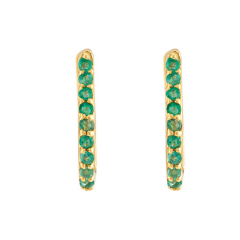 Vibrant Emeralds 18K Gold Hoop Earring