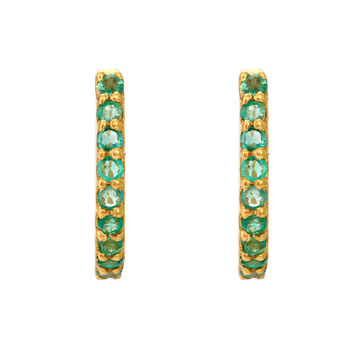 Verdant Emerald 18K Gold Hoop Earring
