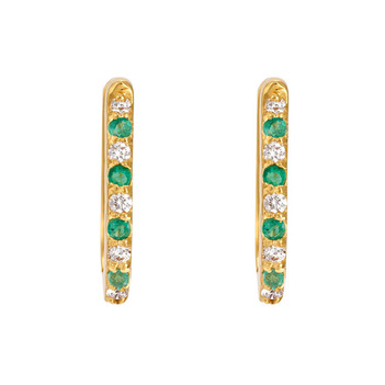 Emerald & Diamond 18K Gold Oval Hoop Earring