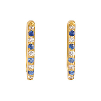 Blue Sapphire & Diamond 18K Gold Oval Hoop Earrings