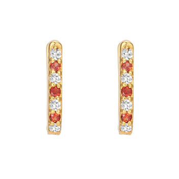 Garnet Diamond 18K Gold Oval Hoop Earring