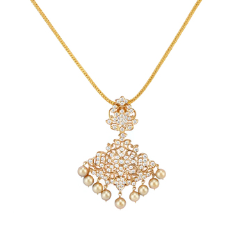 Diamond & South Sea Pearl Pendant with Chain