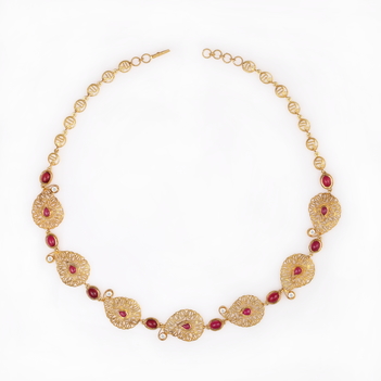 Peerless Ruby and Diamond Paisley Filigree Necklace