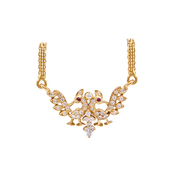 Captivating Diamond and Ruby Peacock Pendant with Chain